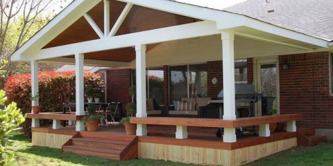 Výstavba letní kuchyně s verandou, terasa v letní chatě: možnosti